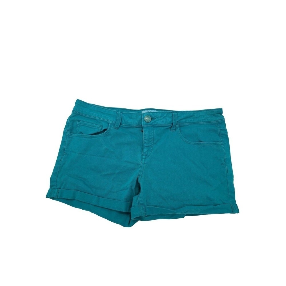 Aeropostale Denim Shorts 11/12 Womens Bright Blue Mid Rise Cuffed Bottoms Summer